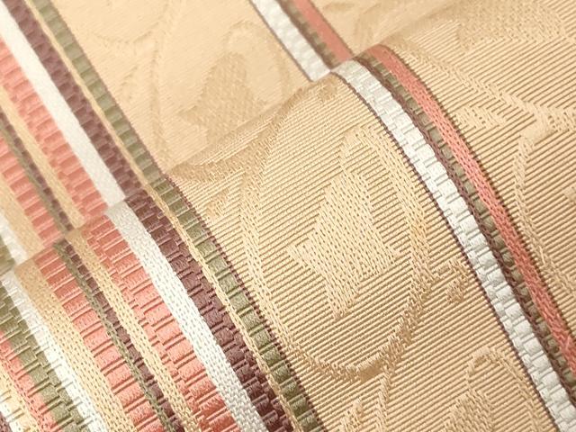 平和屋着物●本場筑前博多織　半幅帯　花唐草文　正絹　逸品　CABG9468dy