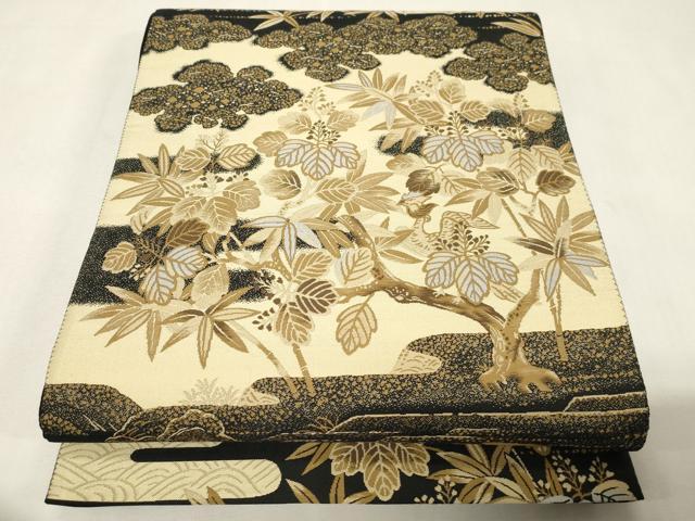 平和屋着物●六通柄袋帯　紹巴　桐竹鳳凰蒔絵　正絹　逸品　CABG9480dy