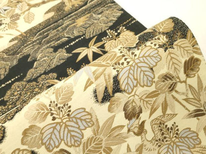 平和屋着物●六通柄袋帯　紹巴　桐竹鳳凰蒔絵　正絹　逸品　CABG9480dy