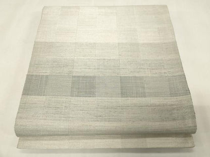 平和屋着物●ファッションデザイナー　HIROKO KOSHINO　コシノヒロコ　全通柄袋帯　格子柄　銀糸　正絹　逸品　CABG9482dy