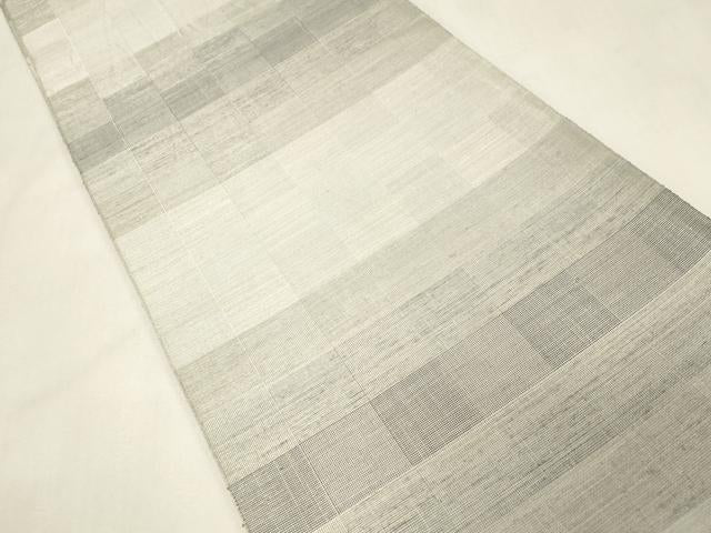 平和屋着物●ファッションデザイナー　HIROKO KOSHINO　コシノヒロコ　全通柄袋帯　格子柄　銀糸　正絹　逸品　CABG9482dy