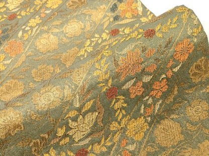 平和屋着物●紋屋井関　御寮織　六通柄袋帯　草花文　金糸　正絹　逸品　CABG9492dy