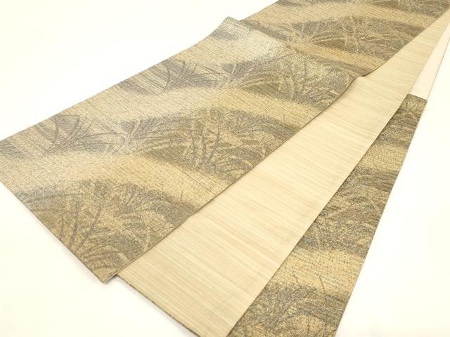 平和屋着物▽世界的友禅作家 千地泰弘 両面 六通柄袋帯 スリーシーズン 春夏秋 櫛織 草木文 金銀糸 正絹 逸品 未使用 CABG9499dy