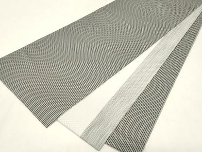 平和屋着物●両面　全通柄袋帯　縞　正絹　逸品　未使用　CABG9501dy