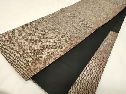 平和屋着物●六通柄袋帯　霞文　金銀糸　正絹　逸品　CABG9502dy