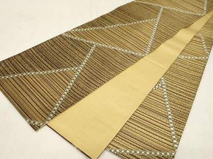 平和屋着物●六通柄袋帯　切嵌文　金糸　やまと誂製　正絹　逸品　CABG9503dy