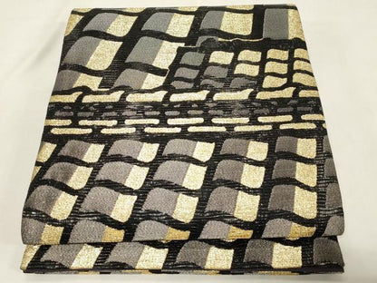 平和屋着物●染色作家　草野一騎　六通柄袋帯　瓦文　金糸　正絹　逸品　未使用　CABG9509dy