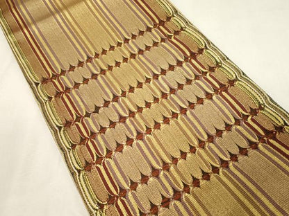 平和屋着物●ひなや工房　くむ・あむ・おる　伊豆蔵明彦　太鼓柄袋帯　間道　金糸　正絹　逸品　未使用　CABG9511dy