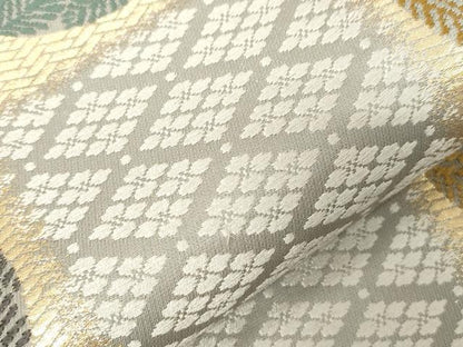 平和屋着物●六通柄袋帯　唐織　市松文様　金糸　正絹　逸品　CABG9515dy