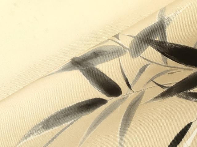 平和屋着物●塩瀬　九寸名古屋帯　手描き　笹竹文　正絹　逸品　CABG9516dy