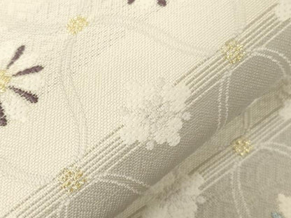 平和屋着物●八寸名古屋帯　横段花文　金糸　弥栄織物謹製　正絹　逸品　CABG9522dy