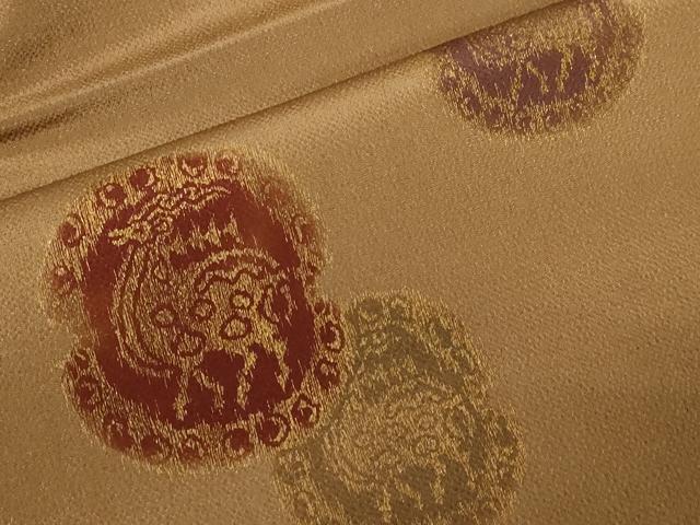平和屋着物●ファッションデザイナー　稲葉賀恵　九寸名古屋帯　動物丸文　金彩　鬼しぼ縮緬　やまと誂製　正絹　逸品　CABG9525dy