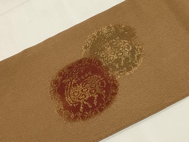 平和屋着物●ファッションデザイナー　稲葉賀恵　九寸名古屋帯　動物丸文　金彩　鬼しぼ縮緬　やまと誂製　正絹　逸品　CABG9525dy