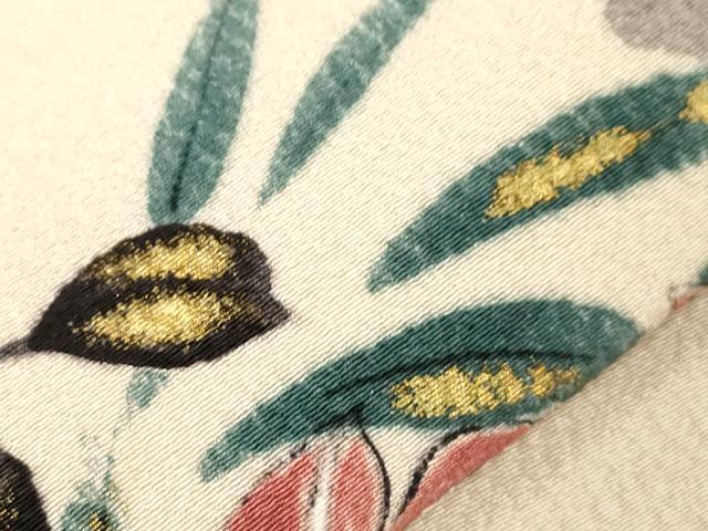 平和屋着物●京友禅作家　山科春宣　九寸名古屋帯　手描き　草花文　金彩　正絹　逸品　未使用　CABG9530dy