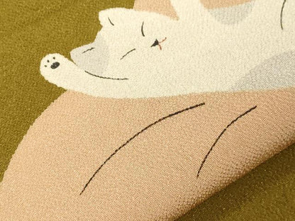 平和屋着物●九寸名古屋帯　猫　鬼しぼ縮緬　正絹　逸品　CABG9531dy