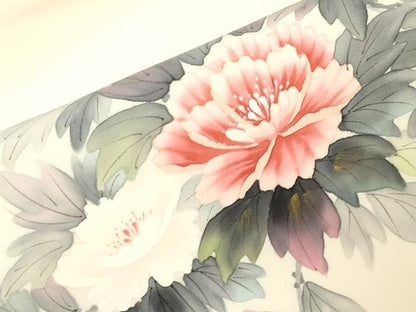 平和屋着物●内山晴祥　手描き　塩瀬　九寸名古屋帯　草花文　金彩　正絹　逸品　未使用　CABG9532dy