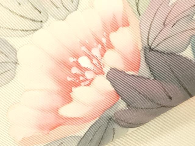 平和屋着物●内山晴祥　手描き　塩瀬　九寸名古屋帯　草花文　金彩　正絹　逸品　未使用　CABG9532dy