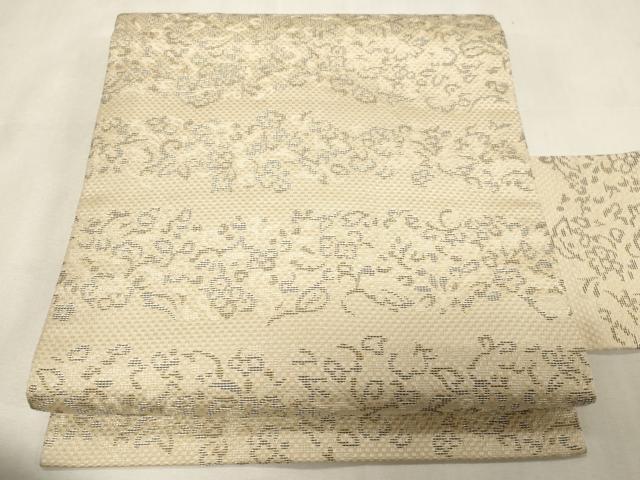 平和屋着物●九寸名古屋帯　草花文　正絹　逸品　CABG9535dy