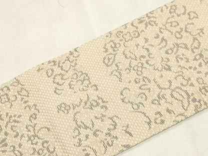 平和屋着物●九寸名古屋帯　草花文　正絹　逸品　CABG9535dy