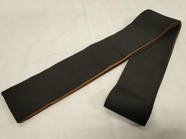 平和屋着物●男性　本場筑前博多織　両面　角帯　黒色×土色　正絹　逸品　CABG9544dy