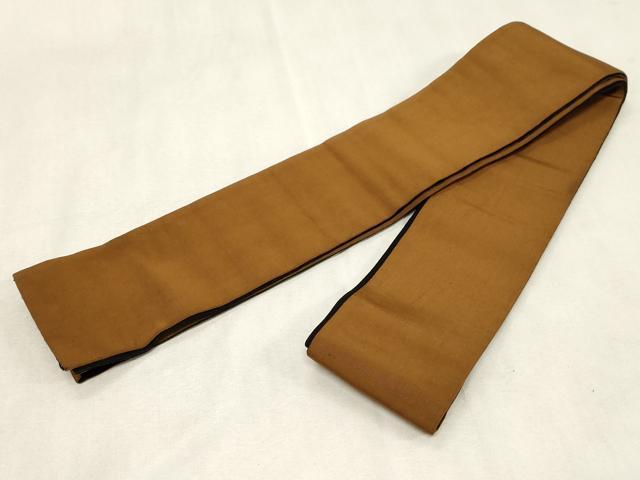 平和屋着物●男性　本場筑前博多織　両面　角帯　黒色×土色　正絹　逸品　CABG9544dy