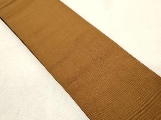 平和屋着物●男性　本場筑前博多織　両面　角帯　黒色×土色　正絹　逸品　CABG9544dy