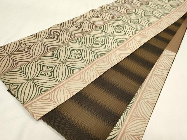 平和屋着物●両面　六通柄袋帯　七宝間道　正絹　逸品　CABG9549dy