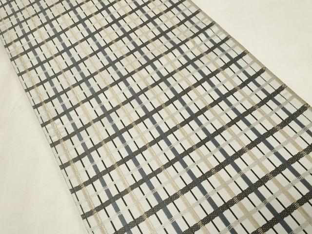 平和屋着物●六通柄袋帯　格子柄　正絹　逸品　CABG9551dy