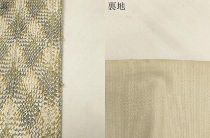 平和屋着物●全通柄袋帯　組織　縞　金銀糸　正絹　逸品　CABG9553dy