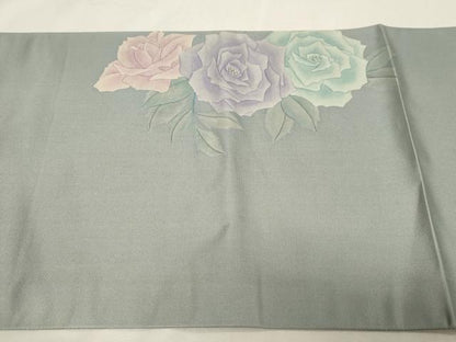 平和屋着物●太鼓柄袋帯　作家物　手描き　草花文　正絹　逸品　CABG9555dy