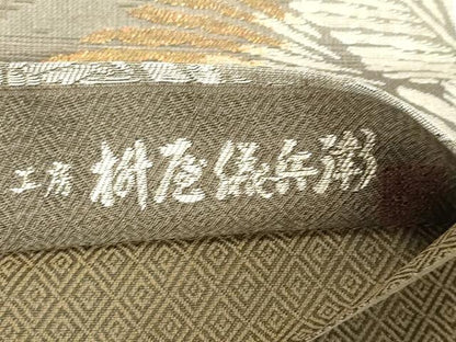 平和屋着物●六通柄袋帯　桝屋儀兵衛　草木文　金糸　正絹　逸品　CABG9561dy
