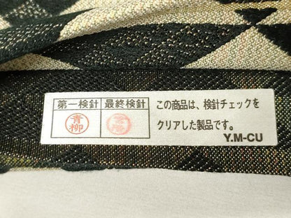 平和屋着物●両面　全通柄袋帯　鱗文　正絹　逸品　未使用　CABG9576dy
