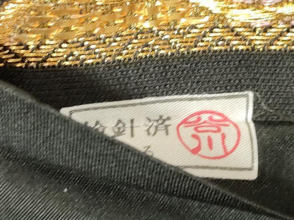 平和屋着物●六通柄袋帯　草花文　黒地　金銀糸　正絹　逸品　CABG9580dy
