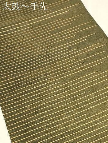 平和屋着物●全通柄袋帯　横段文　金糸　正絹　逸品　CABG9583dy