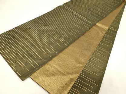 平和屋着物●全通柄袋帯　横段文　金糸　正絹　逸品　CABG9583dy