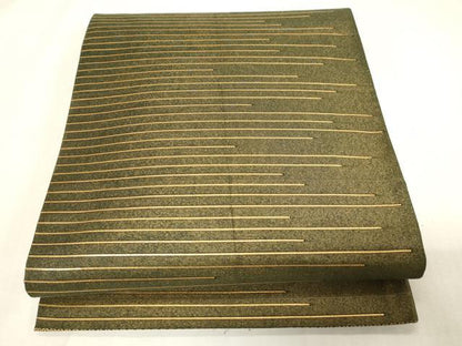 平和屋着物●全通柄袋帯　横段文　金糸　正絹　逸品　CABG9583dy