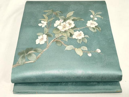 平和屋着物●二代目清次郎　手描き　太鼓柄袋帯　枝花文　正絹　逸品　未使用　CABG9584dy