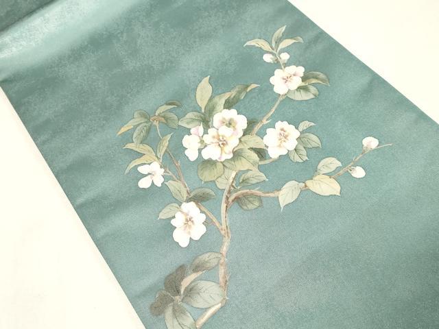 平和屋着物●二代目清次郎　手描き　太鼓柄袋帯　枝花文　正絹　逸品　未使用　CABG9584dy