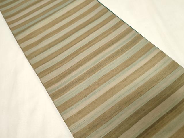 平和屋着物●全通柄袋帯　紬地　横段文　正絹　逸品　CABG9587dy