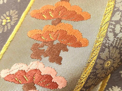 平和屋着物●皇室献上作家　北出与三郎　両面　六通柄　本袋帯　唐織　正倉院名物宝冠鬘文様　金糸　正絹　逸品　CABG9590dy