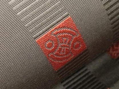 平和屋着物●本場筑前博多織　両面　半幅帯　宝尽くし間道　正絹　逸品　未使用　CABG9591dy
