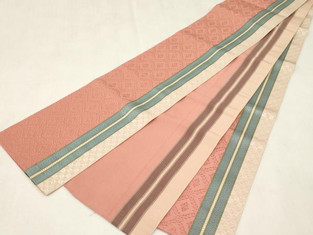 平和屋着物●本場筑前博多織　半幅帯　菱花間道　証紙付き　正絹　逸品　CABG9592dy