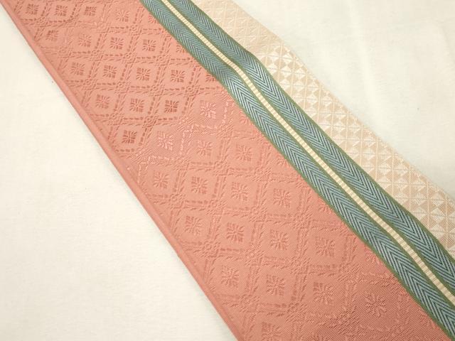 平和屋着物●本場筑前博多織　半幅帯　菱花間道　証紙付き　正絹　逸品　CABG9592dy