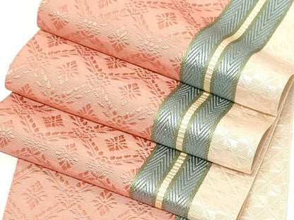 平和屋着物●本場筑前博多織　半幅帯　菱花間道　証紙付き　正絹　逸品　CABG9592dy