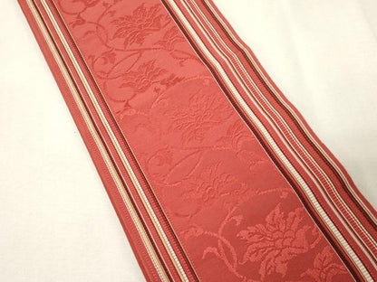 平和屋着物●本場筑前博多織　半幅帯　草花文　証紙付き　正絹　逸品　CABG9598dy