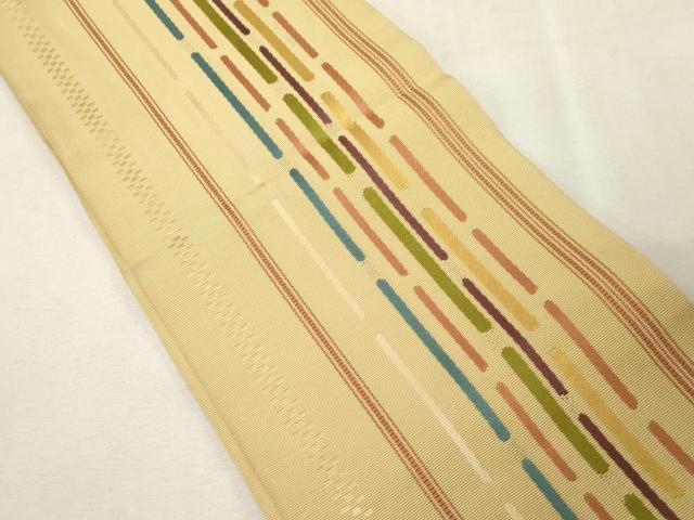 平和屋着物●本場筑前博多織　両面　半幅帯　間道　西村織物謹製　証紙付き　正絹　逸品　CABG9599dy