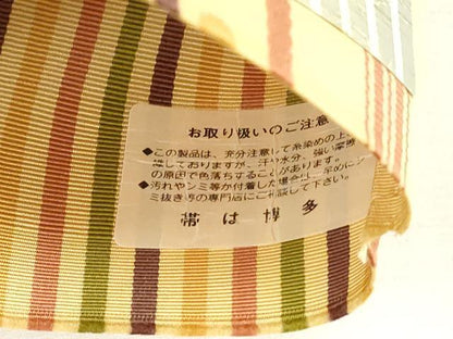 平和屋着物●本場筑前博多織　両面　半幅帯　間道　西村織物謹製　証紙付き　正絹　逸品　CABG9599dy