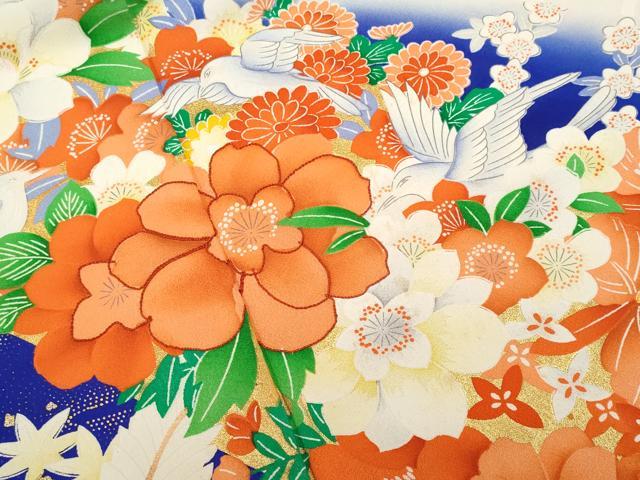 平和屋着物■豪華振袖　地紙飛鳥花文　暈し染め　金彩　正絹　逸品　CABG9614fb