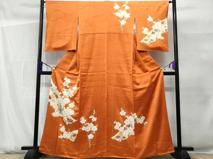 平和屋着物■訪問着　駒刺繍　枝梅文　金彩　正絹　逸品　CABG9615fb