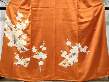 平和屋着物■訪問着　駒刺繍　枝梅文　金彩　正絹　逸品　CABG9615fb